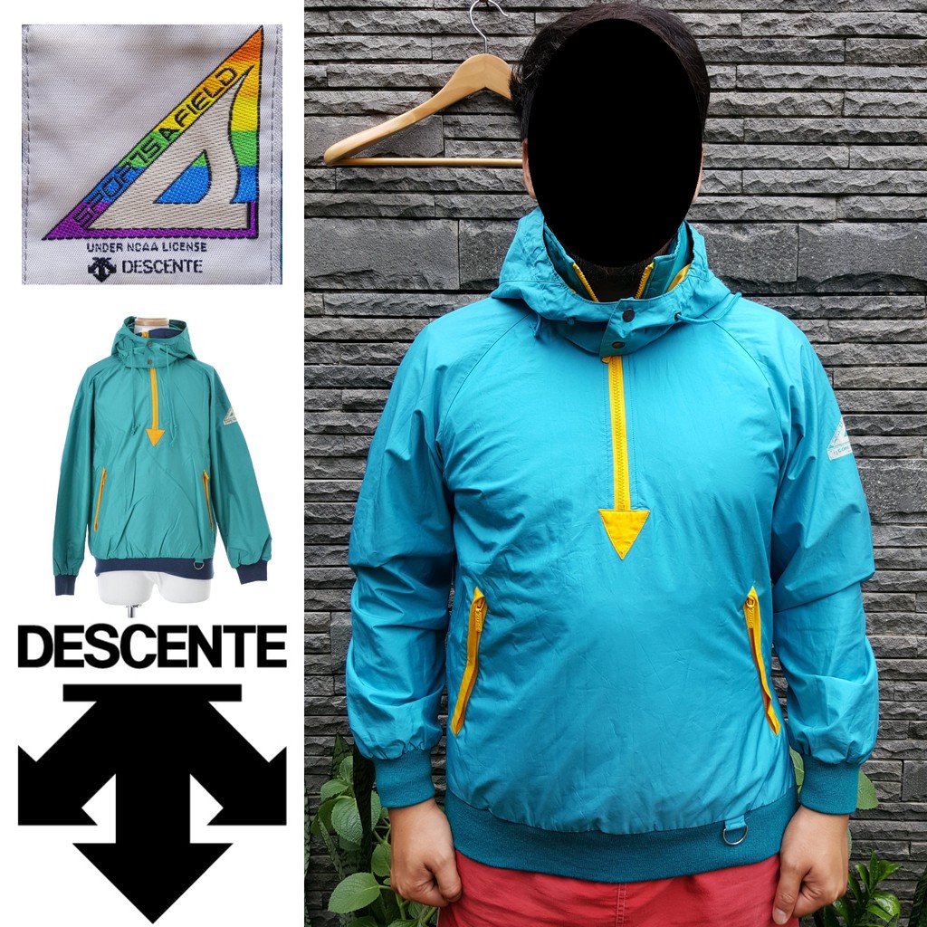 JAKET SPORTS A FIELD DESCENTE GORETEX CAGOULE HOODIE REMOVABLE OUTDOOR GORETEX JACKET SIZE L GUNUNG
