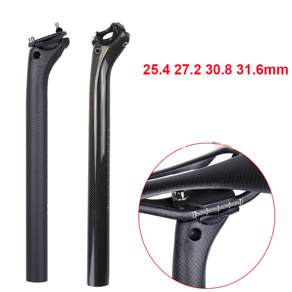 Seat Post 3k Bahan Serat Karbon Ukuran 25.4 27.2 30.8 31.6mm Untuk Sepeda Gunung