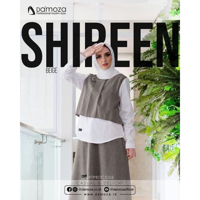 DAMOZA Shiren Brown Oneset Rok Tunik Bahan Katun Premium Gamis Set Kuliah Kantor Kerja Casual Formal