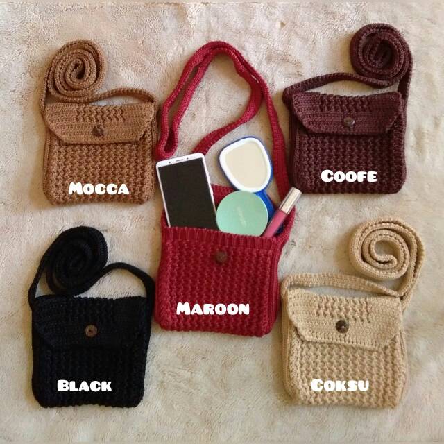 Tas rajut selempang sling bag wanita Shopee Indonesia Tas rajut selempang sling bag wanita Shopee Indonesia