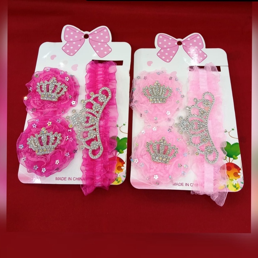 Bandana Set Mahkota Anak Karakter Lucu / Aksesoris Rambut Bandana Set Mahkota