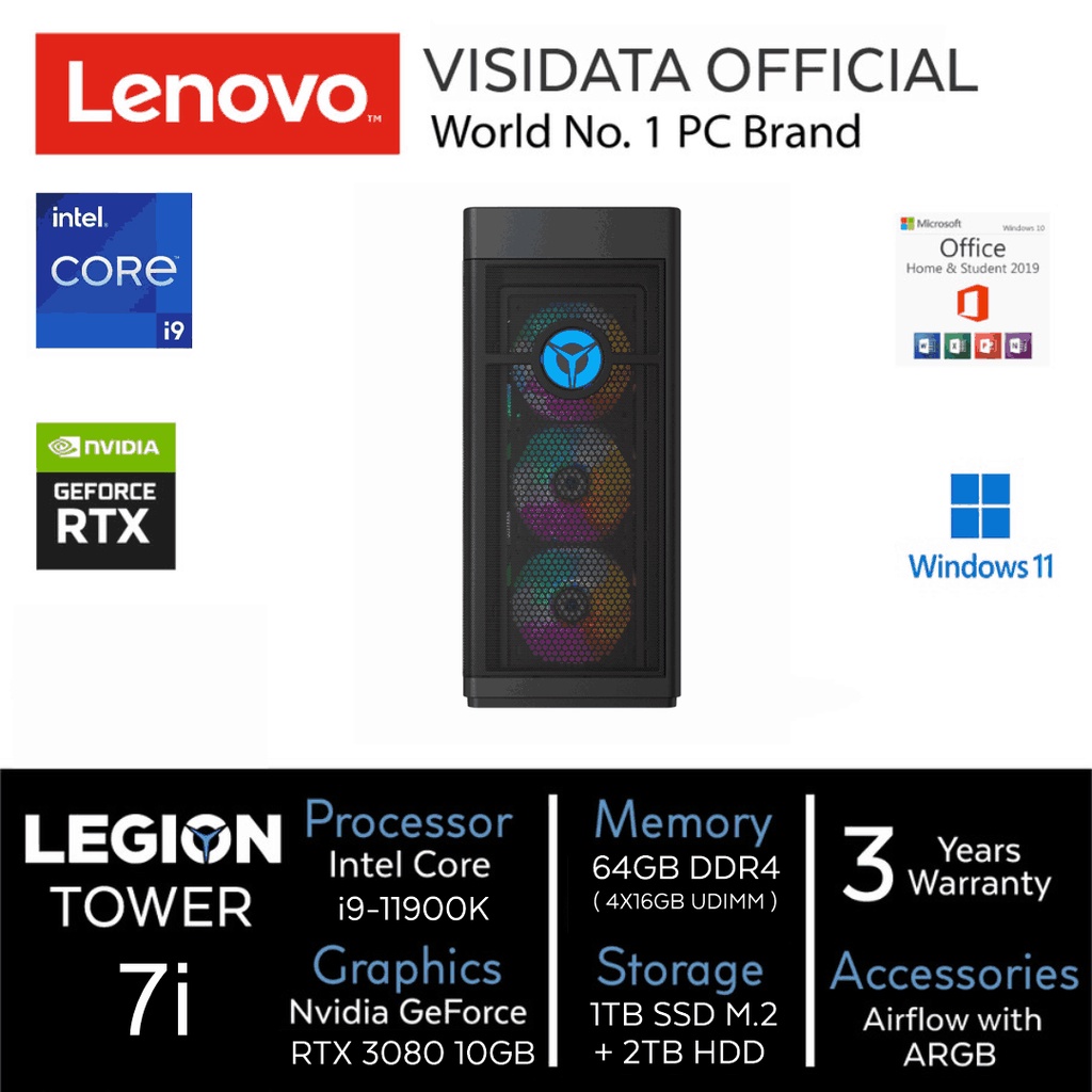 Lenovo Legion Tower T7 i9 11900K 32GB 1TB SSD RTX 3080 10GB Win10 78ID