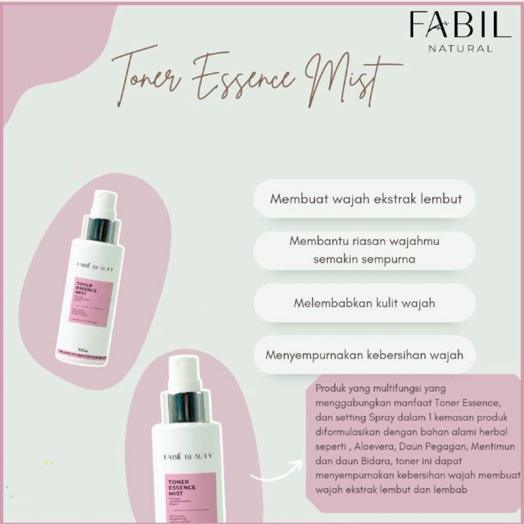 Fabil Toner Essence Mist 4in1 Toner Setting Spray Face Mist Essence / Toner Essence Mist Fabil Cocok