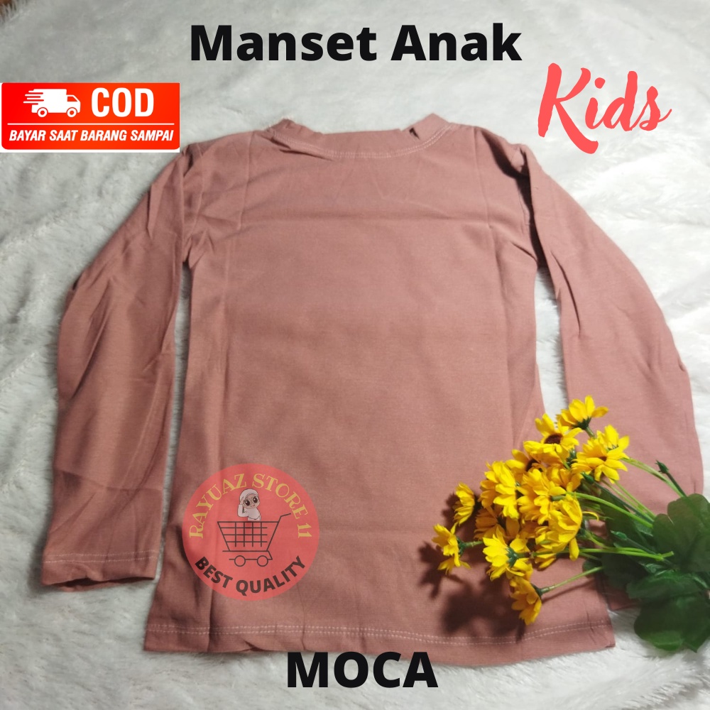 Manset Baju Anak 2-8 Tahun Lengan Panjang Kerah Tinggi Bahan Kaos premium