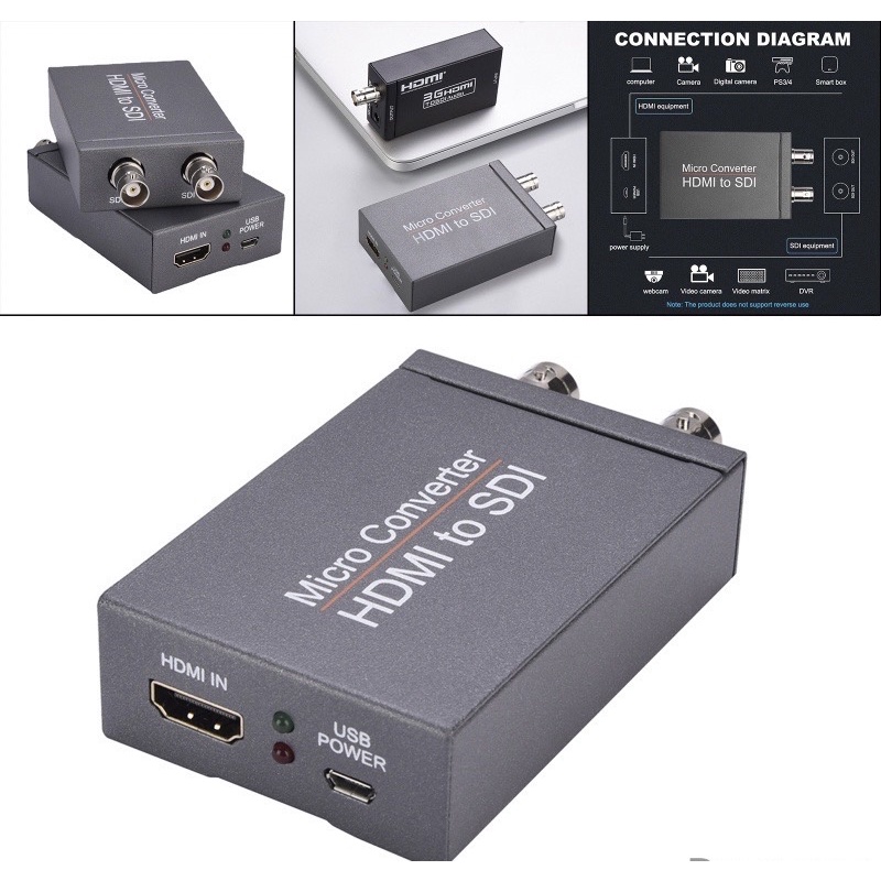 HDMI to SDI + SDI Converter FULL HD HDMI to SDI Adapter 2 SDI Output Audio Embedder Support 2.970 Gbit/s