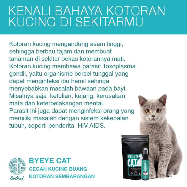 Semprotan anti kucing spray penangkal kucing cairan pengusir kucing liar bandel pup berak pipis sembarangan SanGrat Bye Bye Cat Spray 100 ml aman natural