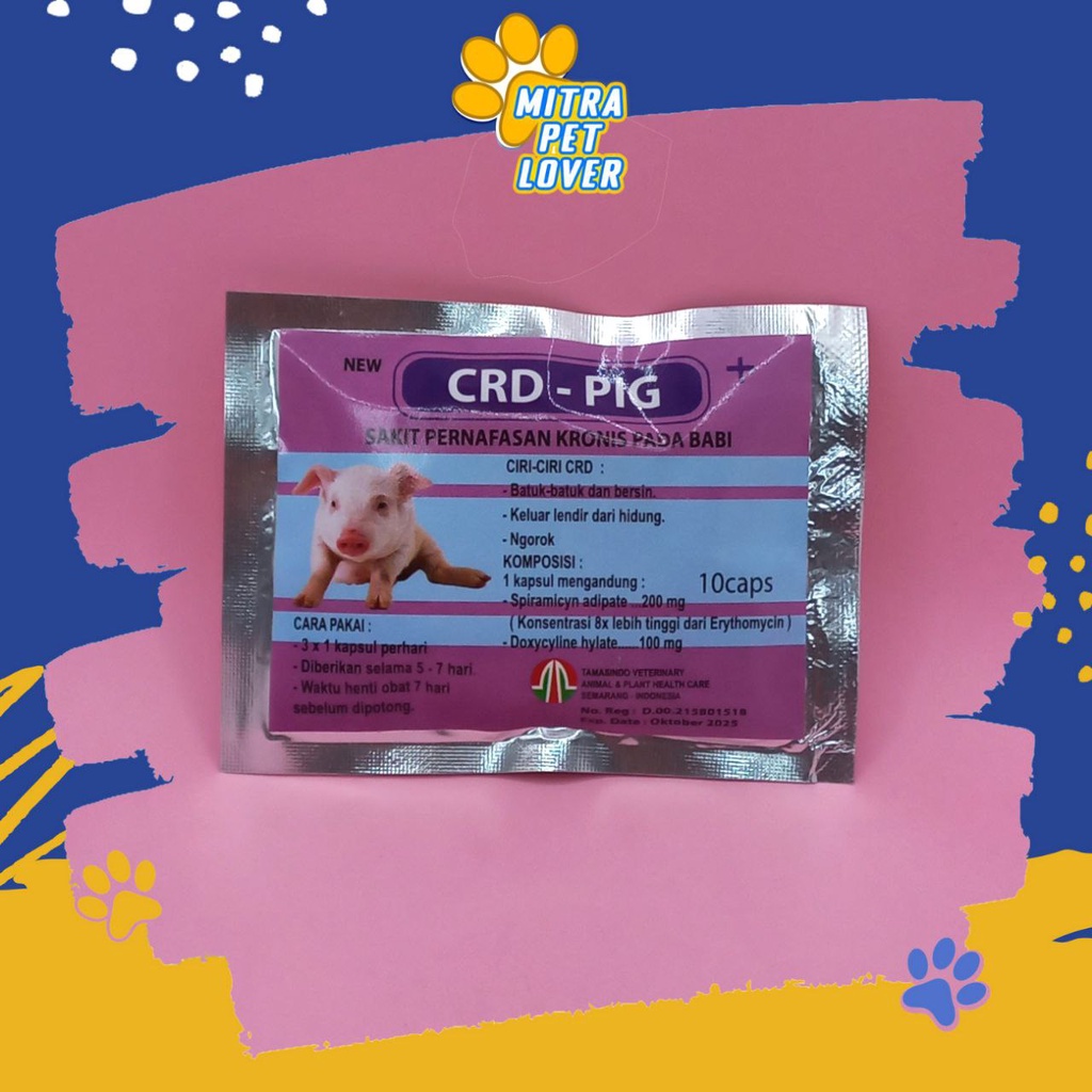 OBAT ANTI INFEKSI PERNAFASAN BABI - CRD PIG 10 CAPSUL - ATASI SAKIT PILEK BATUK ASMA NGOROK KRONIS PADA BABI - KAPSUL - PET ANIMAL - MURAH GARANSI KUALITAS ASLI ORIGINAL - HEALTHCARE &amp; VETERINARY TAMASINDO KESEHATAN &amp; VITAMIN C TERNAK HEWAN MITRAPETLOVER