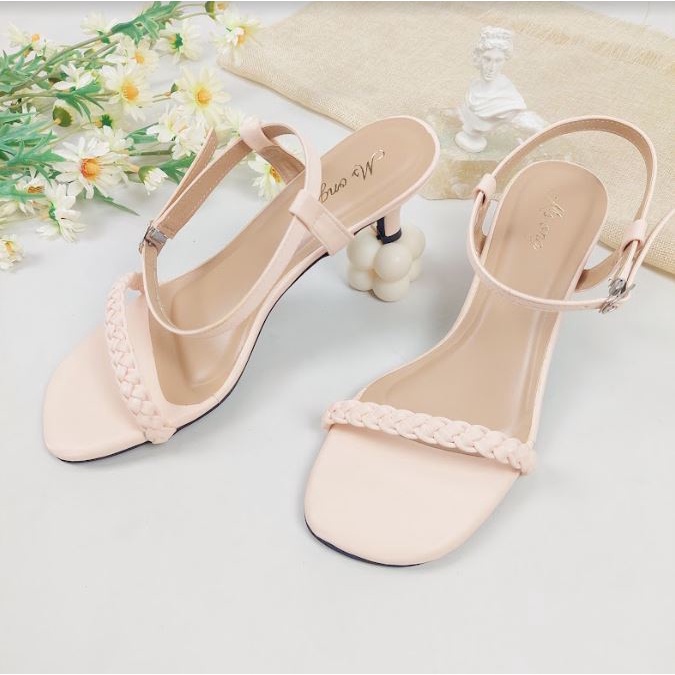 JY MSW 04 Sandal High Heels Wanita Tali Kepang Angkle Strap Import Murah