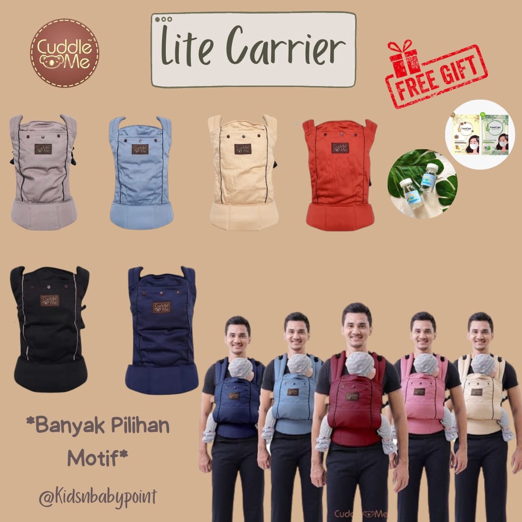 (FREE GIFT) Lite Carrier  Solid Litecarrier CuddleMe Cuddle Me | Gendongan Bayi M Shape