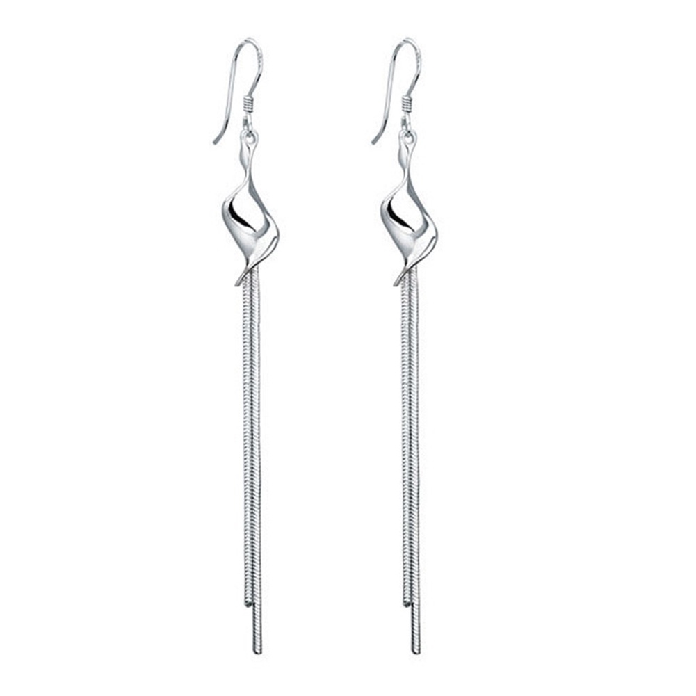 Hu Hu Hu Hu Hu Alat Bantu Pasang Kacamata♡ Anting Gantung Panjang Model Rumbai Bahan Alloy Warna Silver Untuk Wanita