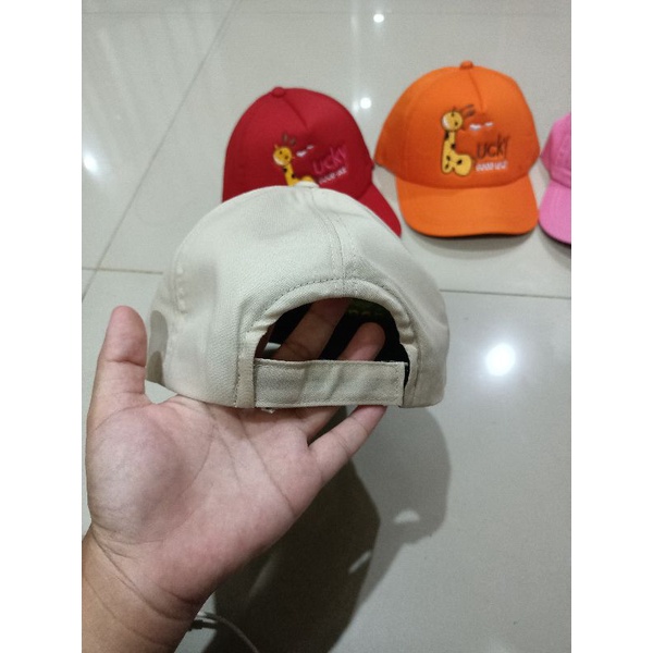 Topi anak bordir jerapah baseball Good lucky usia 2-10 tahun