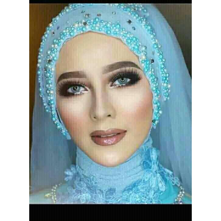 Hijab veil mutiara tiga susun / hijab instan / hijab pengantin /slayer pengantin mutiara