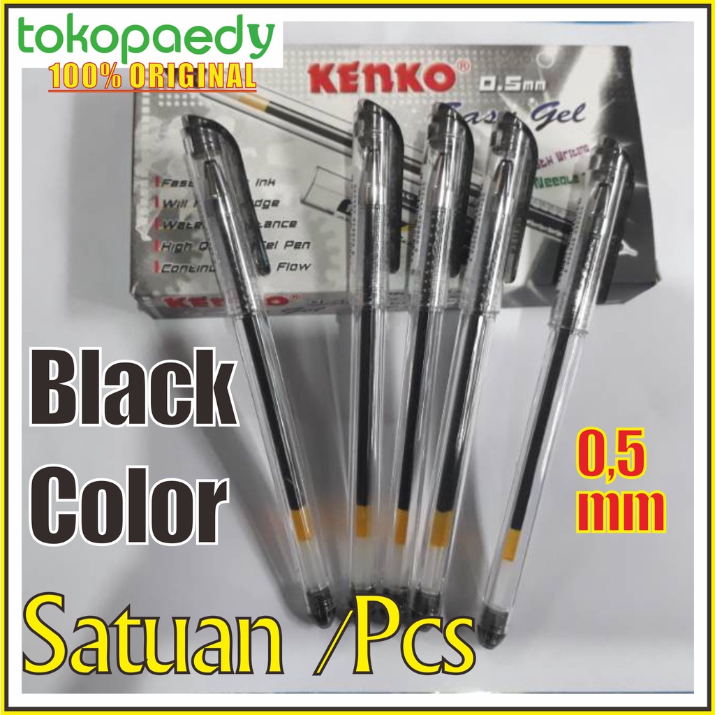 

[SATUAN] Pulpen KENKO Easy Gel 1PCS -HITAM /BLACK