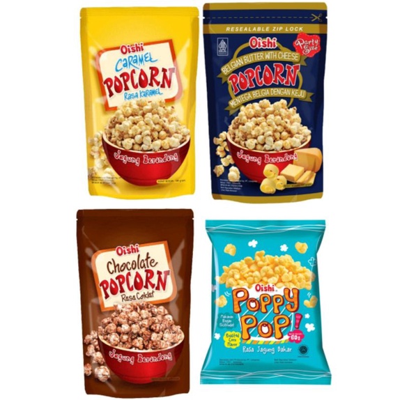

Oishi Aneka Snack Popcorn Caramel belgian butter cheese cokelat poppy pop jagung bakar