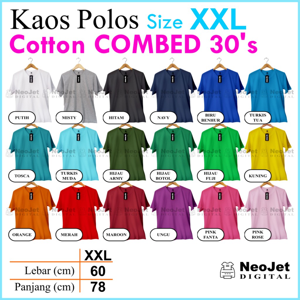 Kaos Polos Oblong Big Size Besar XXL 2XL Lengan Pendek