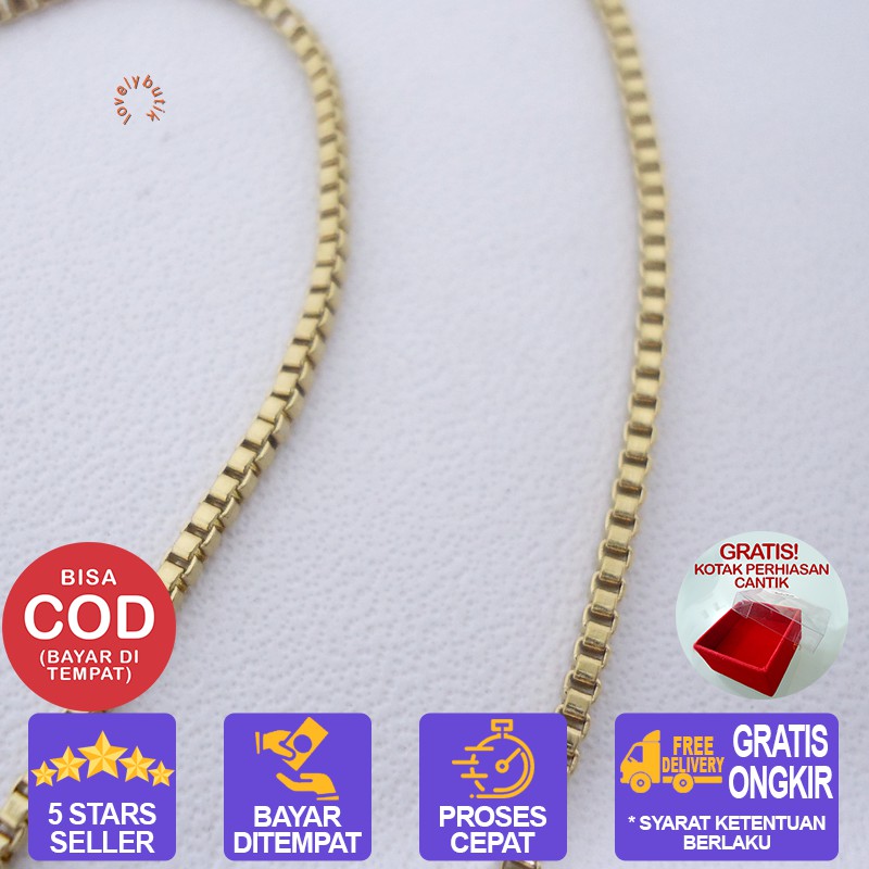 Lovelybutik Honey Kalung Huruf Titanium Anti Karat Inisial F Uk 45 cm BONUS KOTAK PERHIASAN