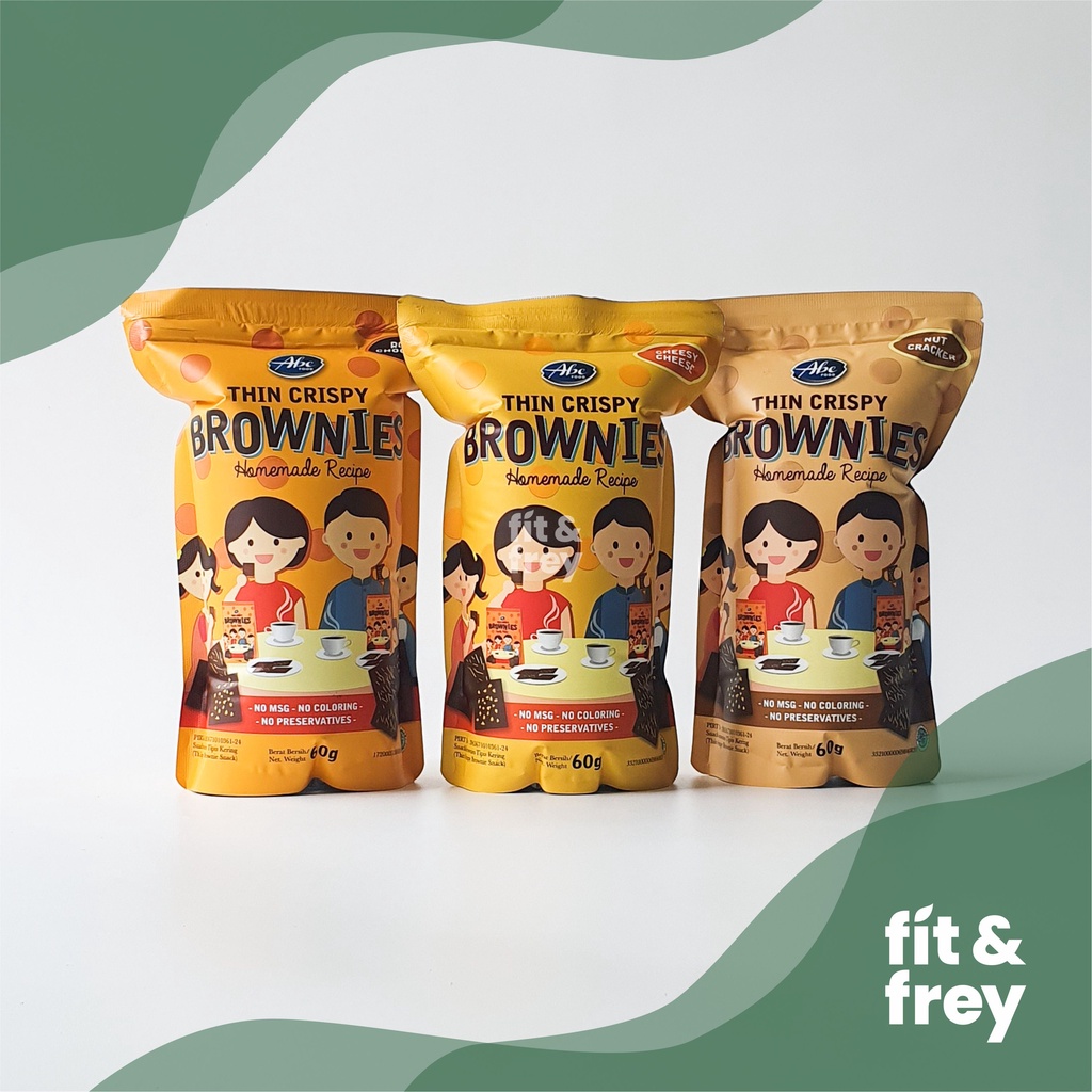 ABE FOOD Thin Crispy Brownies 60g - Snack Anak Cemilan Sehat - Rocky Chocolate/Cheesy Cheese/Nut Cracker