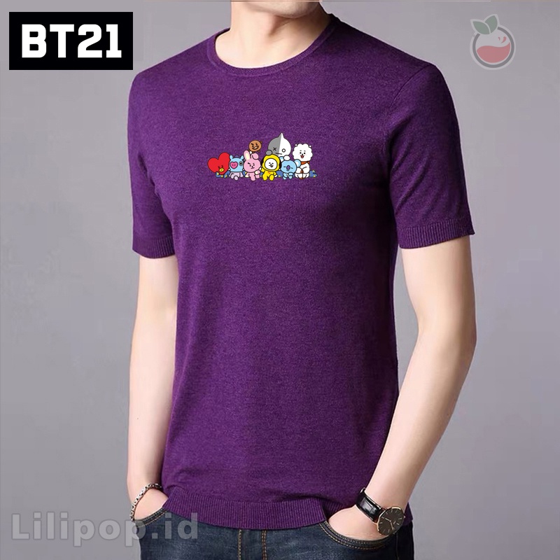 Lilipop Kaos Pria BTS Army Baju Distro Basic Tshirt Kasual