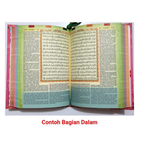 Al Quran RAIN BOW Wanita Beludru Terjemah Tajwid warna Marwah A6 Resleting REGULER