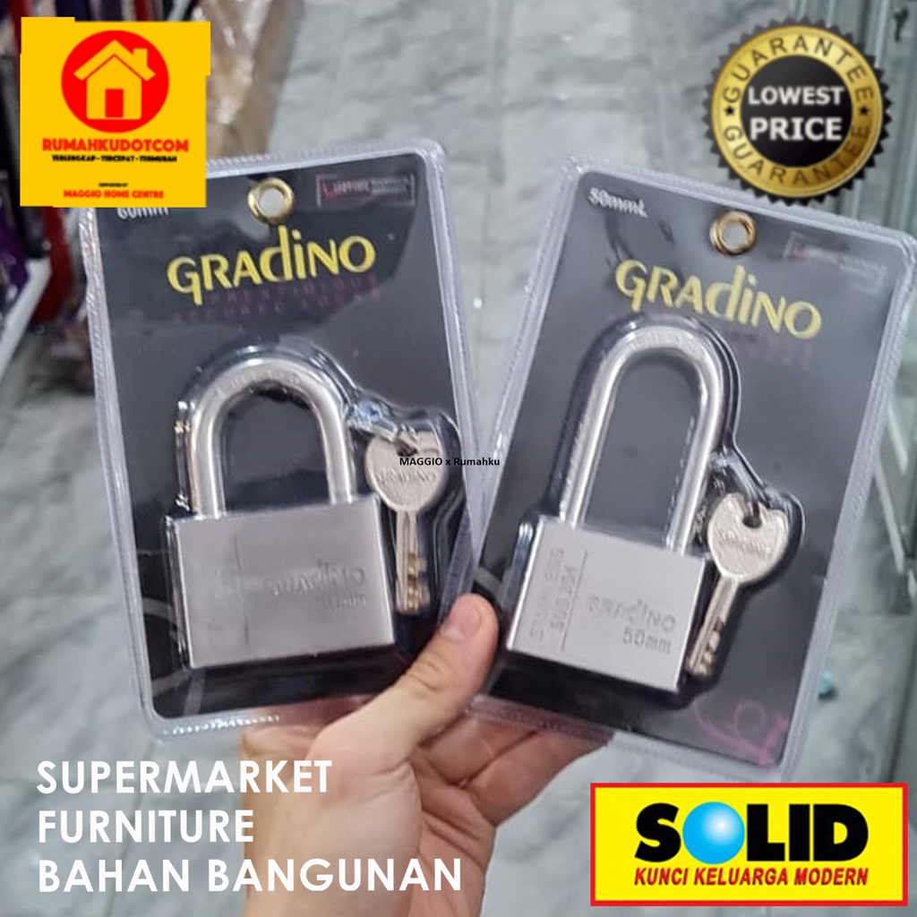 GEMBOK RUMAH BAJA KUAT - GEMBOK PAGAR RUMAH - KUNCI GEMBOK - 963 SERI - GRADINO SOLID