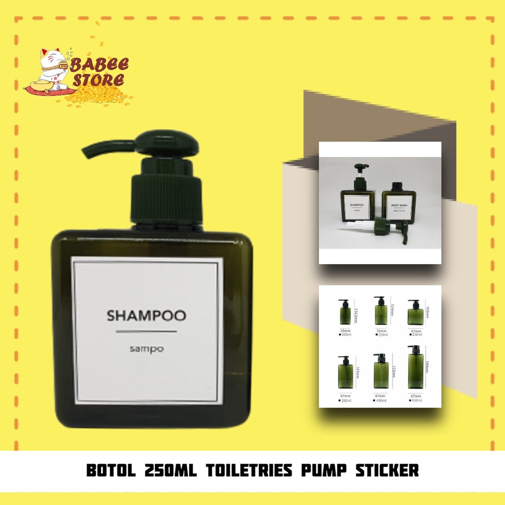 BOTOL 250ML PUMP LABEL STICKER / BOTOL AESTHETIC 250ML REFILL SABUN LOTION TRAVEL SIZE