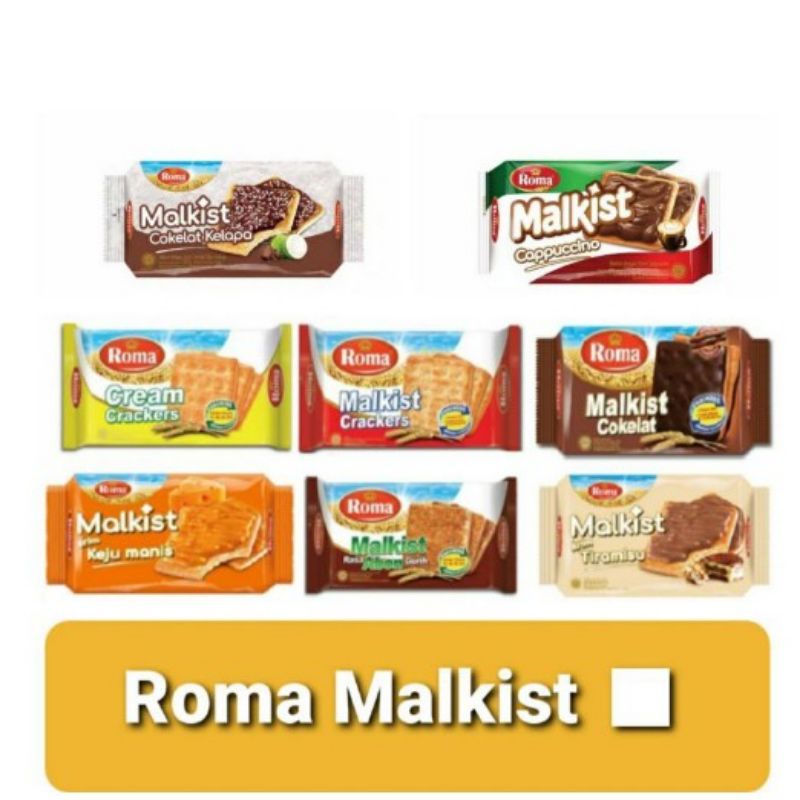 

Roma kotak Malkist Biscuit Crackers Variasi Rasa Original, Abon, Coklat 90 gr