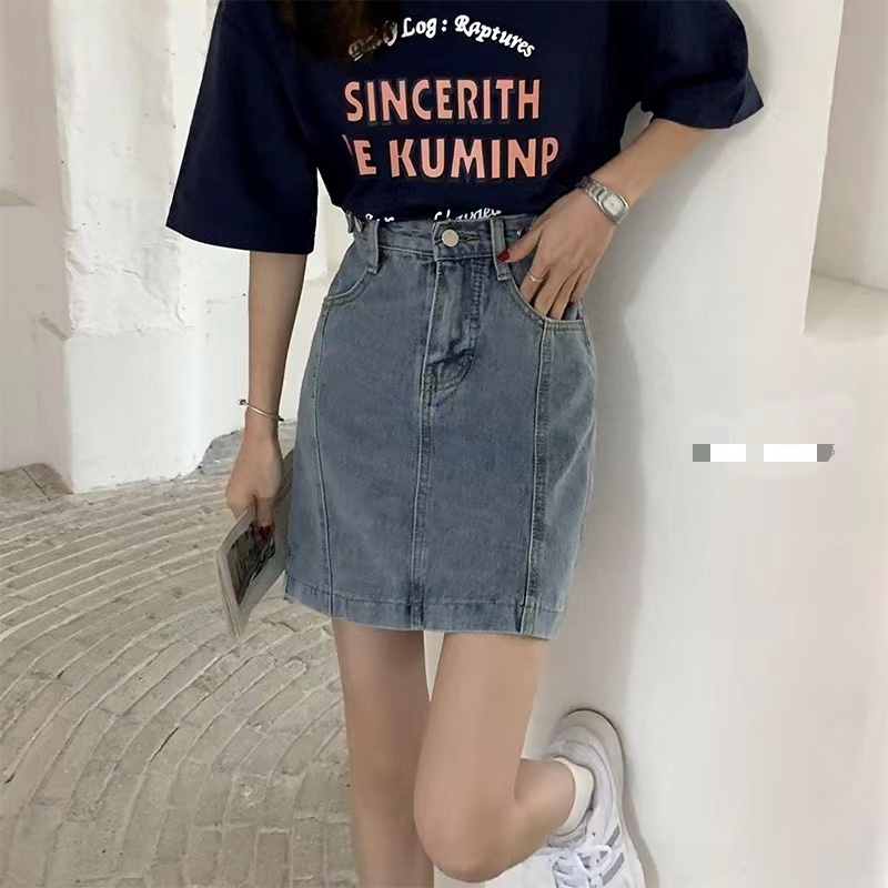 【wanita.id】rok jeans pendek korean style 3 4 highwaist rok mini skirt rok a line fashion wanita