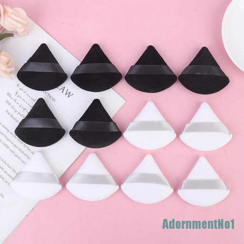 (AdornmentNo1) 4pcs / Set Spons Puff Mini Bentuk Segitiga Bahan Velvet Untuk MakeUp / Kosmetik Wanita