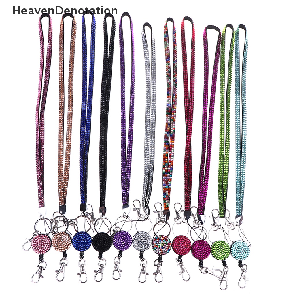 [HeavenDenotation] Neck lanyard retractable badge reel crystal rhinestone phone key hang rope