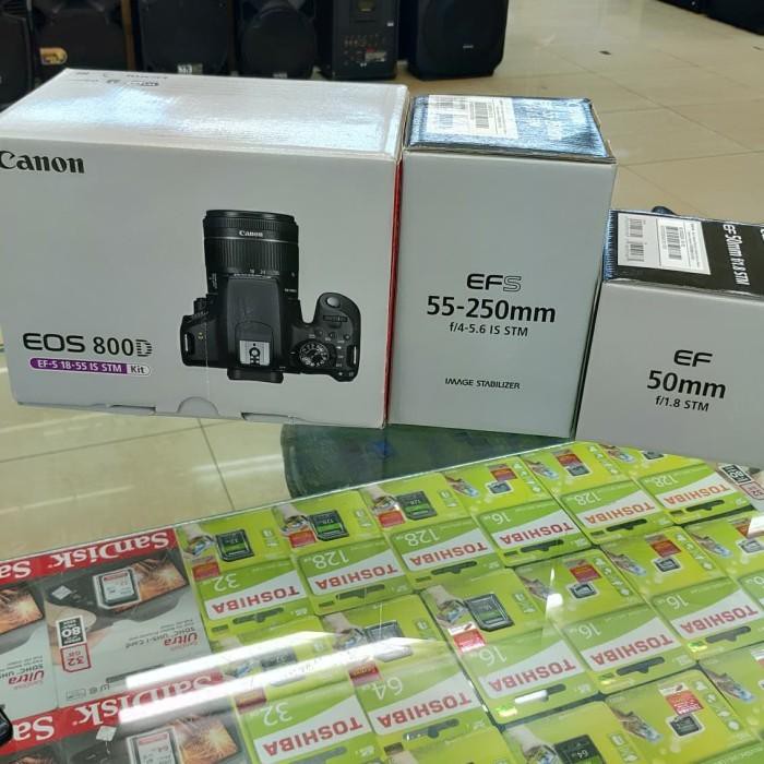 "KD" Canon eos 800D kit 18-55mm is stm+ Canon 55-250mm IS STM+ Canon 50mm