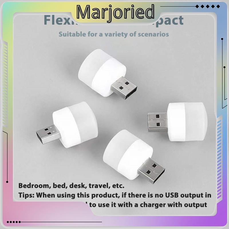 USB Plug Lamp Komputer Ponsel Lampu Pengisian Daya LED Pelindung Mata Lampu Baca Lampu Malam Bulat Kecil-MJD