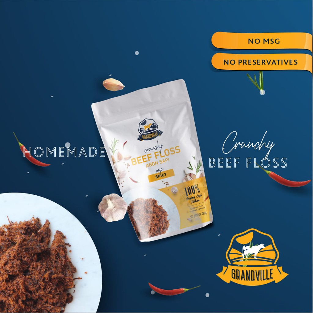 

SPICY Abon Sapi NON MSG, ASLI DAGING SAPI PILIHAN (PREMIUM QUALITY) Grandville