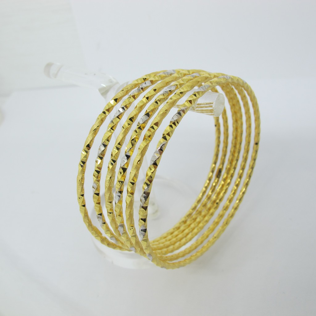 Gelang tangan anak dan dewasa emas asli kadar 700 70% 22 16k C bangle ukir keroncong kuning putih cantik ringan baru