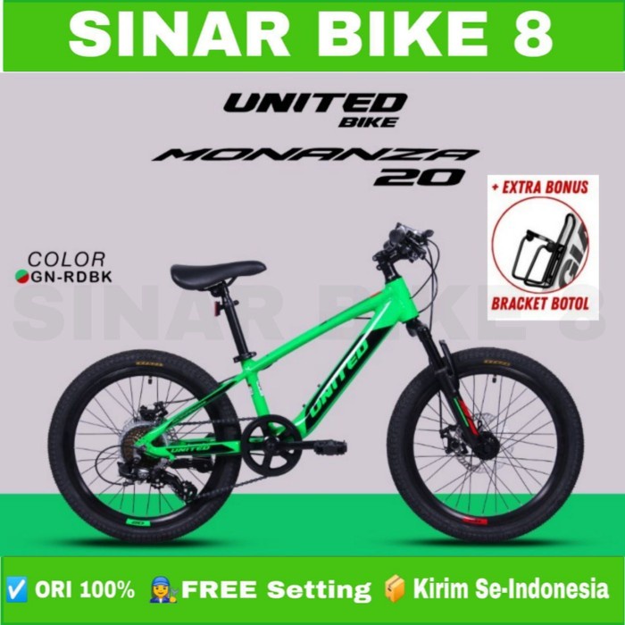 Sepeda Gunung Ukuran 20 Inch MTB UNITED MONANZA 2022 Alloy 7 Speed Disc