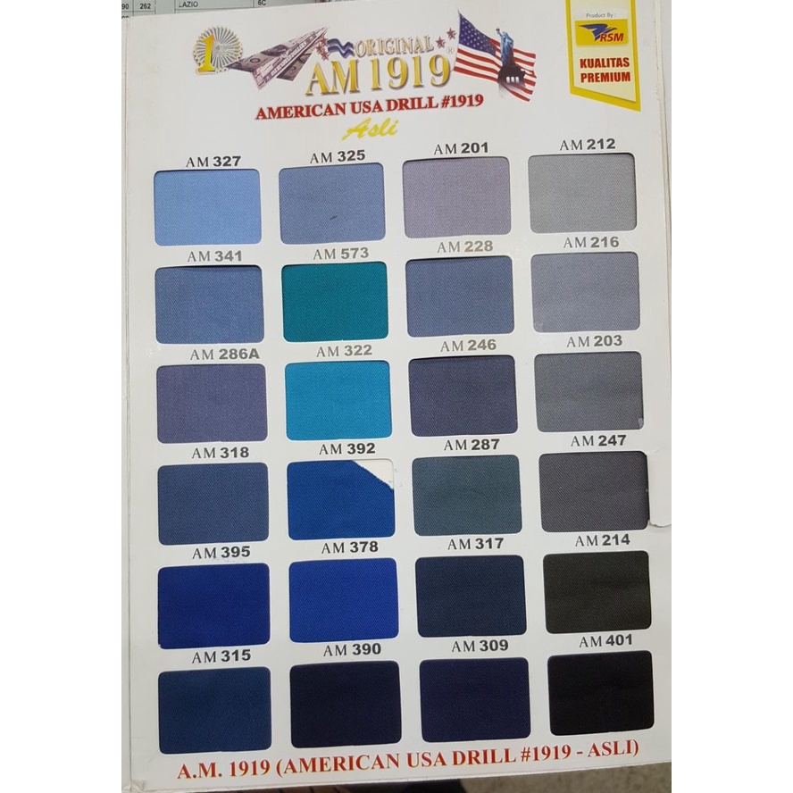 Kain American Drill Original Bahan Seragam Meteran Warna Lengkap