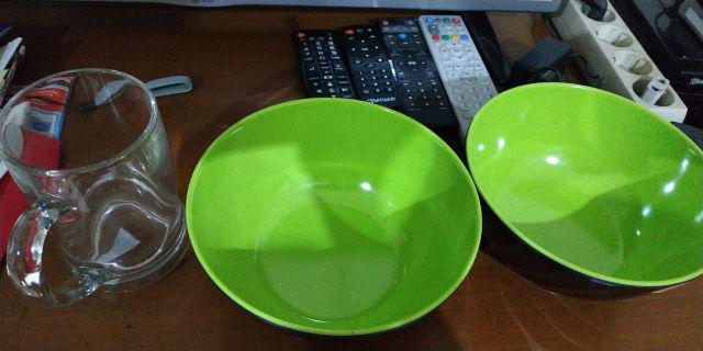 2 Pcs Mangkok Ulir Miring Hijau 7 Melamin Golden Dragon W-07a3