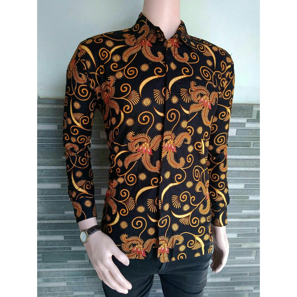 BSWART BATIK HRB026 Kenongo Hem Pendek Padi Pekalongan M L XL Batik Pria MURAH