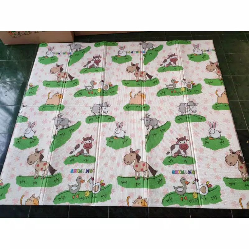 PLAYMAT SHIMANO MATRAS LIPAT ANAK BAYI JUMBO SIZE 200x180CM KARPET LIPAT MATRAS BAYI PLAYMATE KARPET Sugarbaby Foldable Baby Playmat (Nature Series) / Playmat Lipat Anak / Karpet Lipat Bayi / Matras Bayi PLAYMAT KARPET LIPAT MATRAS BAYI PLAYMATE KARPET-Animal Putih
