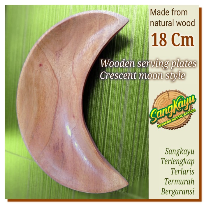 Wooden plate Piring kayu bulan 18x8,5 Wooden serving plate piring saji