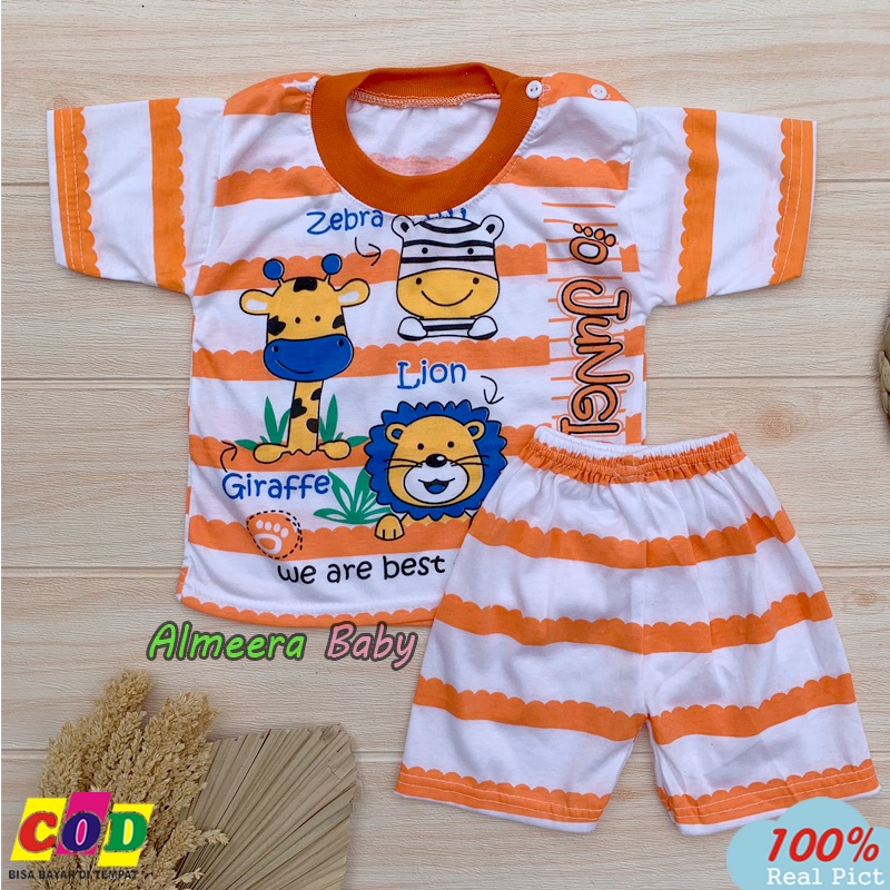 Setelan Baju Bayi Setelan Piyama Bayi Lengan Pendek Kancing Bahu Usia 3-12 Bulan Almeera Baby And Kids