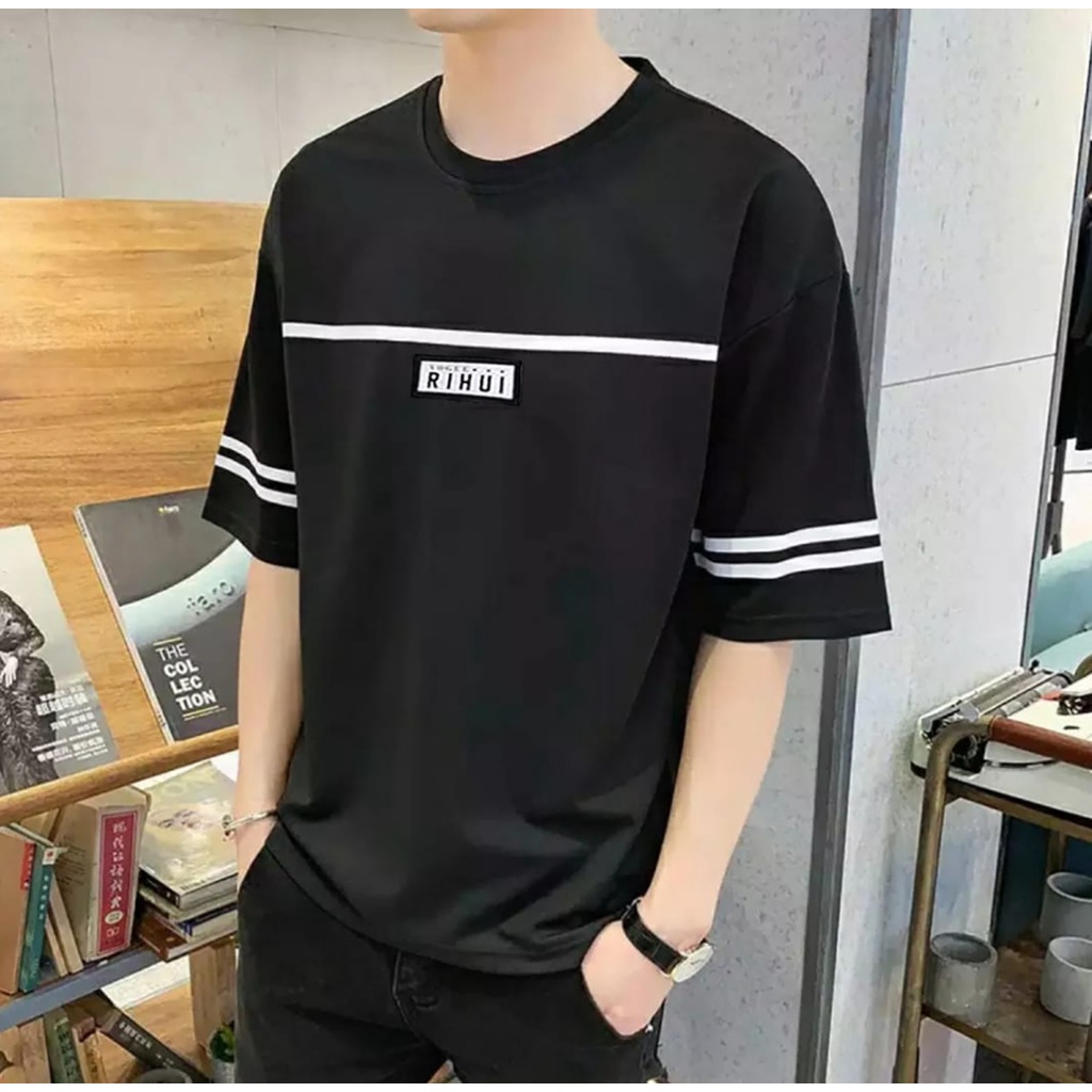 BISA COD// pakaian pria terbaru size M|L,XL,XXL baju pria lengan pendek kaos distro fashion bandung baju rihui pndk - panteloni