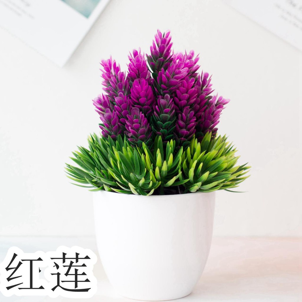 COD BUNGA PLASTIK BUNGA PAJANGAN IMITASI BUNGA ARTIFISIAL BUNGA PINUS TANAMAN HIAS PLASTIK BP8802-UNGU