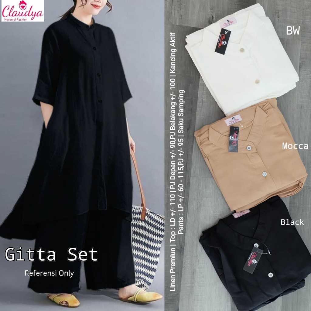 Gitta Set Long Tunik Jumbo Linen Premium