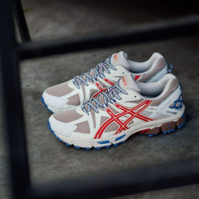 SEPATU - SEPATU ASICS GEL KAHANA 8 CREAM RED SOL BLUE ORIGINAL BNWB