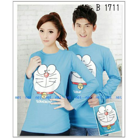 Kaos Couple Baju Couple Kaos Pasangan Murah Doraemon Lengan Panjang Shopee Indonesia