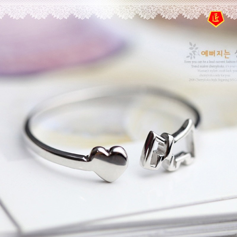 [Ready Stock]Korean Simple Fashion Silver Pony Heart-Shaped Open Ring