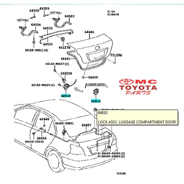 Kunci Pintu Bagasi  Lock Assy Back Door New Vios Limo 64610-0D030