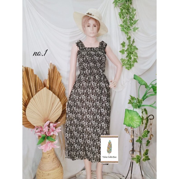 dress kerut panjang khas bali/smok panjang bali