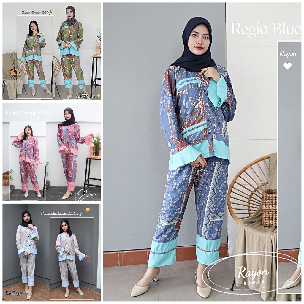 IZANY Piyama ONE Set Daily Set Kemeja PP Lengan Panjang / Set Kemeja Sleve size XL RAYON