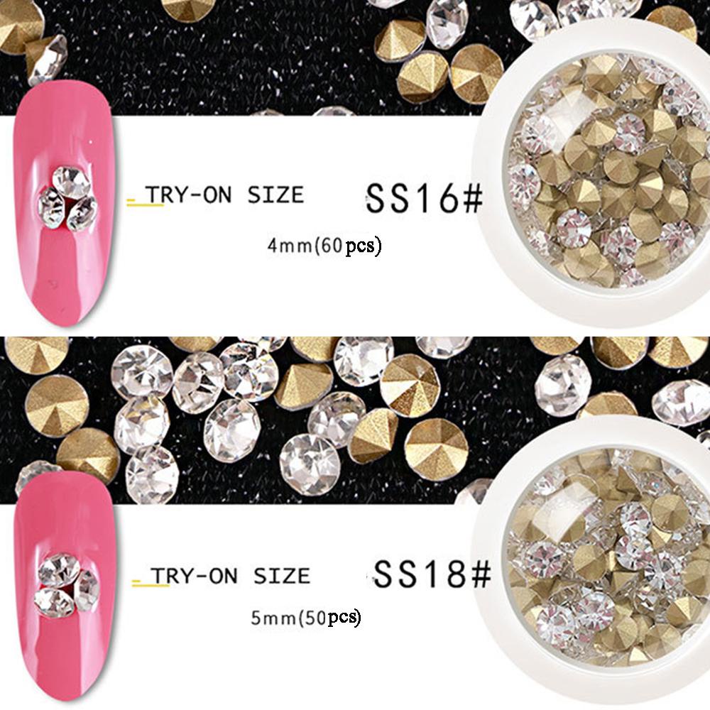 Agustina Nail Art Rhinestones Warna-Warni Ukuran Campur Manik-Manik Berlian Kuku Permata Mengkilap Berbagai Aksesoris Manicure